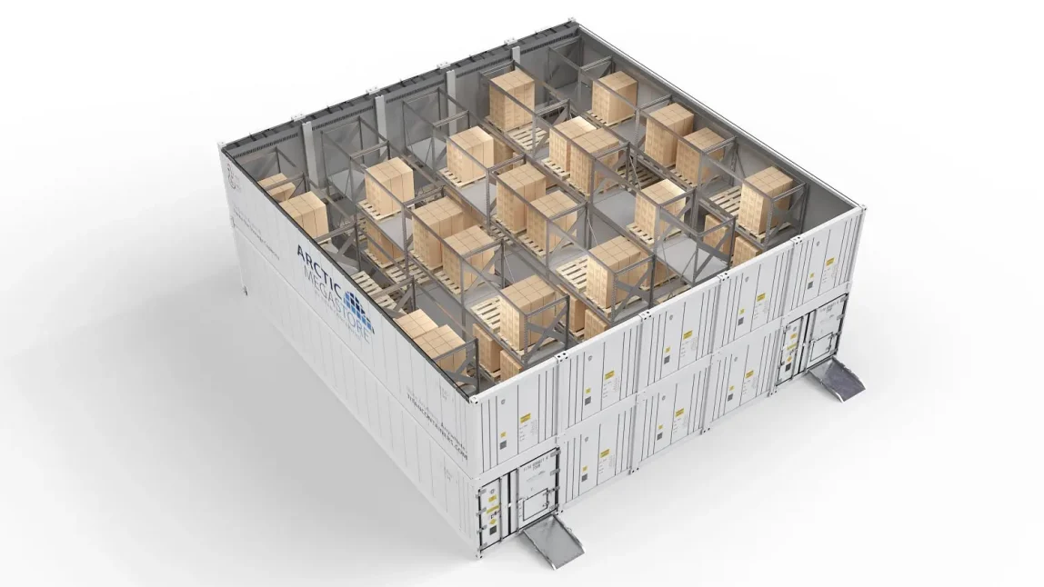 Arctic_MegaStore_5-Bay_Top-angled_Shelving