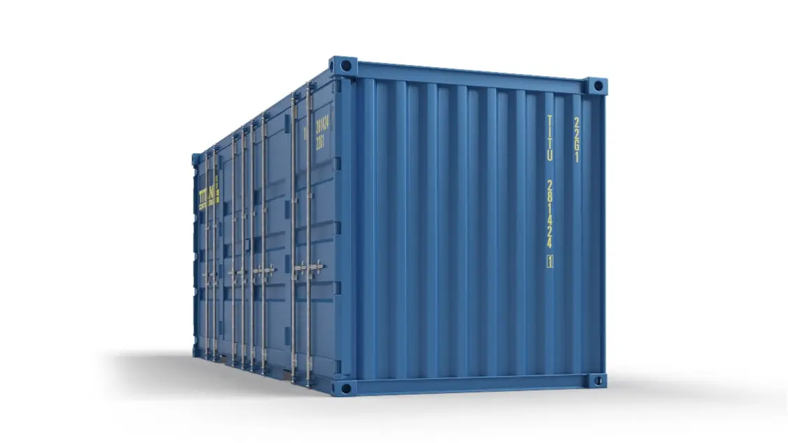 Open side container van 20ft te huur - met vergrendelkast