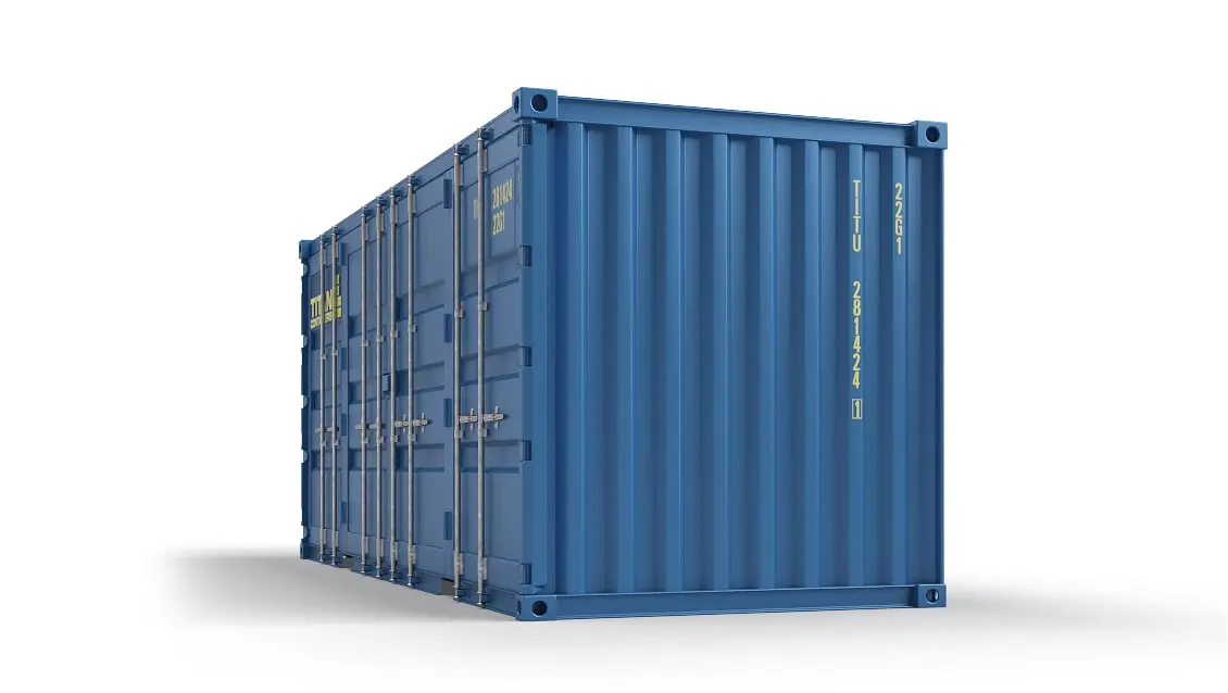 Open side container van 20ft te huur - met vergrendelkast