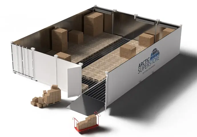 Arctic SuperStore 4-vaks met pallets en dozen