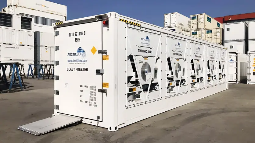 ArcticBlast koelopslag - Snelkoelende koelcontainers van 40ft te huur