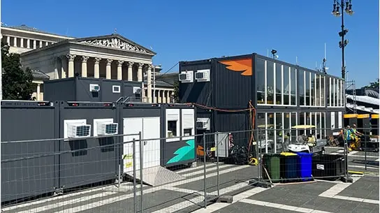 Kantoorcontainers voor het Wereldkampioenschappen atletiek in Boedapest