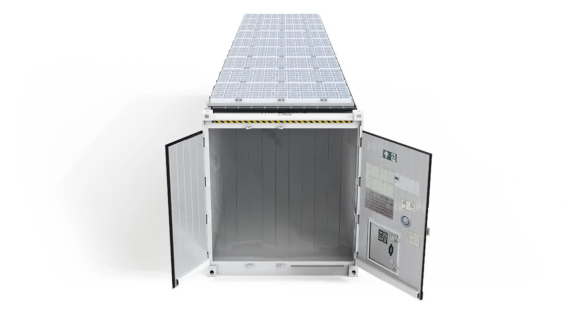 40ft ArcticStore Horizon met Zonnepanelen Open Deuren Vooraanzicht